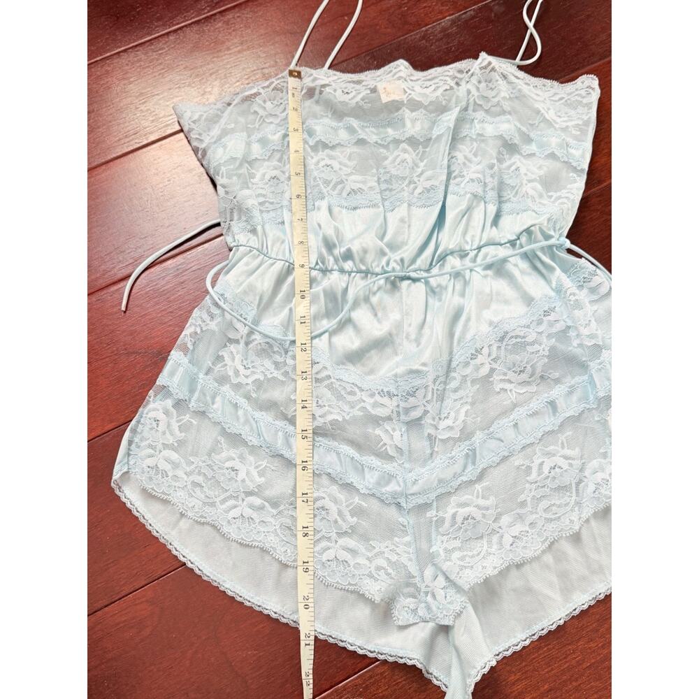 Vintage Light Blue Satin Lace Lingerie Set Medium Texsheen Cinema Etoile - Picture 15 of 16